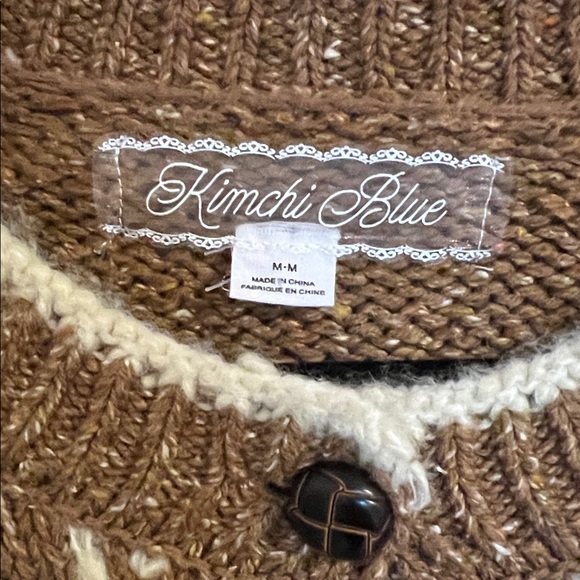 Kimchi Blue Brown and Cream Swan Cardigan - Picture 4 of 6